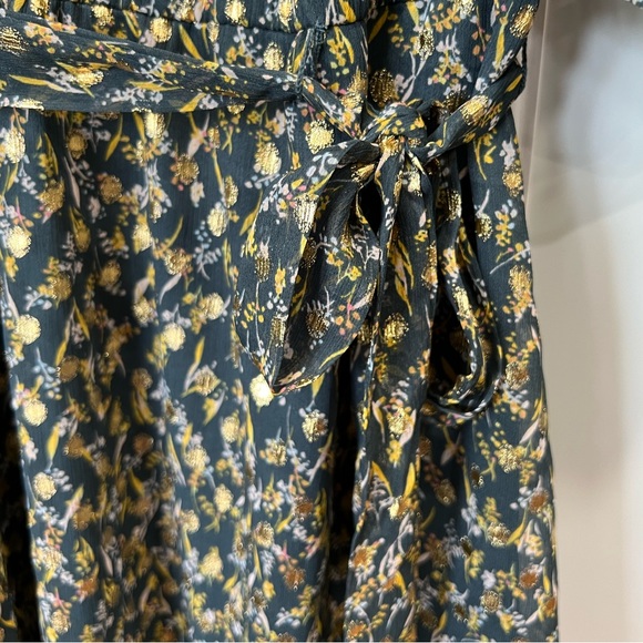 NWT LC Lauren Conrad Smocked Yoke Babydoll Dress, fall & winter colors gold - Picture 4 of 13